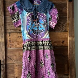 Grateful Dead Dress with Denim Collar